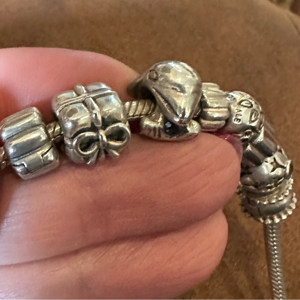 Pandora Silver Snake Bracelet with Charms and Free Pandora Pendant - Picture 5 of 6